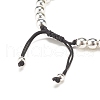 Round Synthetic Hematite Braided Bead Bracelet with Cubic Zirconia BJEW-JB07860-02-4