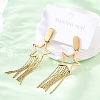 304 Stainless Steel Tassel Stud Earrings EJEW-Z098-05G-3