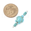 Dyed Synthetic Turquoise Turtle Rondelle Beaded Connector Charms PALLOY-JF04013-02-2
