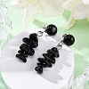 Natural Obsidian Dangle Stud Earrings EJEW-JE06371-07-1