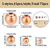 75Pcs 5 Styles Rack Plating Brass Spacer Beads KK-LP0001-07RG-2