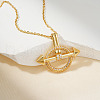 Fashionable Brass Micro Pave Clear Cubic Zirconia Circle Arrow Pendant Necklaces HS4239-3