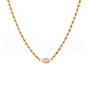 304 Stainless Steel & Natural Freshwater Pearl Potato Link Chain Necklaces for Women FS-WG4D4E4-01-2