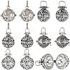 SUNNYCLUE 10Pcs 5 Styles Tibetan Style Brass Cage Pendants KK-SC0004-31-1