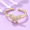 Adjustable Brass Micro Pave Clear Cubic Zirconia Cuff Rings RJEW-G096-42G-2