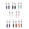 Pointed Bullet Natural & Synthetic Mixed Gemstone Dangle Earrings EJEW-K084-B-3