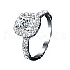 Rhodium Plated 925 Sterling Silver Micro Pave 5.2x3.1mm Cubic Zirconia Finger Rings for Women WG84E28-04-4