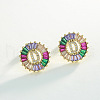 Brass Colorful Cubic Zirconia Stud Earrings WG39B88-04-1