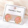 304 Stainless Steel Oval Stud Earrings STAS-D368-02G-3