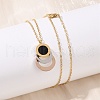 304 Stainless Steel Roman Numeral 3 Ring Pendant Necklaces NJEW-V001-06P-02-5