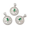 Brass Emerald Rhinestone Pendants KK-I703-13P-2