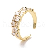 Rectangle Cubic Zirconia Open Cuff Ring RJEW-P035-07G-2