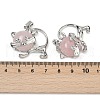 Natural Rose Quartz Kitten Pendants G-J386-C17-18-3