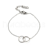 304 Stainless Steel Interlocking Rings Charm Bracelet for Women BJEW-G640-04P-2