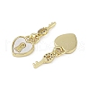 Brass Pave Natural Shell Heart Lock Charms KK-Z078-21G-2