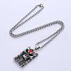 Vintage Hip-hop Stainless Steel Skull Red Evil Eye Pendant Necklaces for Men HR1358-5