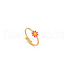 Daisy 304 Stainless Steel Enamel Open Cuff Rings for Women RJEW-M061-01G-02-1