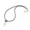 Cylinder Seed Beaded Evil Eye & Alloy Pyramid Cone Pendant Necklaces NJEW-MZ00105-02-4