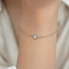 S925 Sterling Silver Micro Pave Clear Cubic Zirconia Round Bracelets for Women SA9536-2-2