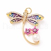 Eco-Friendly Brass Micro Pave Cubic Zirconia with Enamel Pendants X-KK-K268-29G-2