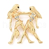 Golden Zinc Alloy with Rhinestone Brooches JEWB-B018-03G-03-1