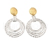 304 Stainless Steel Two Tone Dangle Stud Earrings EJEW-M104-01C-PG-2