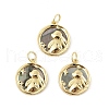 Brass Pave Natural Paua Shell/Abalone Shell Pendants KK-P300-20G-1