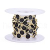 Handmade Alloy Enamel Flat Round Link Chains ENAM-F138-03D-RS-3