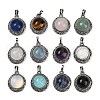 Natural & Synthetic Mixed Gemstone Half Round Pendants PALLOY-R159-01AS-1