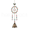 Christmas Wrapped Glass Bead Ring Pendant Decorations HJEW-MZ00083-1