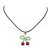 Red Cherry Dyed Synthetic Turquoise Beads & Glass Beaded Pendant Necklaces NJEW-MZ00068-2
