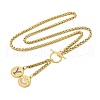 Ion Plating(IP) 304 Stainless Steel Purple Enamel Letter & Eye Pendant Wheat Chain Necklaces STAS-Z102-01G-Y-2