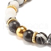 Round Natural Zebra Jasper Beaded Stretch Bracelet with Crown for Women BJEW-JB07530-01-5