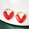 Brass Enamel Hoop Earrings EJEW-R032-05G-1