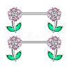 304 Stainless Steel Pink Cubic Zirconia Nipple Barbells WG1DC98-09-1