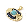 Brass Pave Synthetic Turquoise Pendants KK-U047-20G-01-2