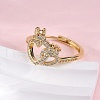 Brass Micro Pave Cubic Zirconia Adjustable Finger Rings for Women RJEW-M099-02G-3