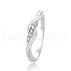 Twist Brass Micro Pave Clear Cubic Zirconia Finger Rings FS-WG5C18D-04-4