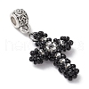 2Pcs 2 Styles 3D Glass Seed Beaded Cross Charms PALLOY-MZ00576-4