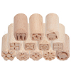CHGCRAFT 12pcs 12 styles Round Wooden Traditional Chinese Moon Cake Molds AJEW-CA0004-24-7