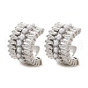 C-Shaped Brass Micro Pave Clear Cubic Zirconia Cuff Earrings EJEW-Z111-02P-4