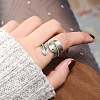 Feather Zinc Alloy Cuff Rings FS-WGF6BB1-01-4