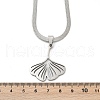 Ginkgo Leaf 304 Stainless Steel Herringbone Chains Pendant Necklaces NJEW-K253-36P-5