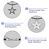 FIBLOOM 4Pcs 4 Style Star & Guitar Natural Dalmatian Jasper & Alloy Pendant Necklaces Set with Waxed Polyester Cords NJEW-FI0001-16-4