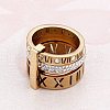 Roman Numerals 304 Stainless Steel & Crystal Rhinestone Finger Rings FS-WGD9A22-45-1