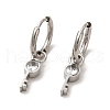 Crystal Rhinestone Skeleton Key Dangle Hoop Earrings EJEW-P219-04P-1