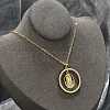 Brass Micro Pave Clear Cubic Zirconia Ring Pendant Necklaces NJEW-P322-A03-G-3