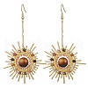 Natural Tourmaline & Tiger Eye Dangle Earrings EJEW-MZ00237-1