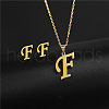 304 Stainless Steel Letter Pendant Necklaces & Stud Earrings Sets WG4BFDA-06-1