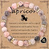 12 Constellations Natural Zebra Jasper Round Beaded with Enamel Heart Charm Bracelets WGB6967-12-1